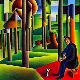 Man sitting in the woods