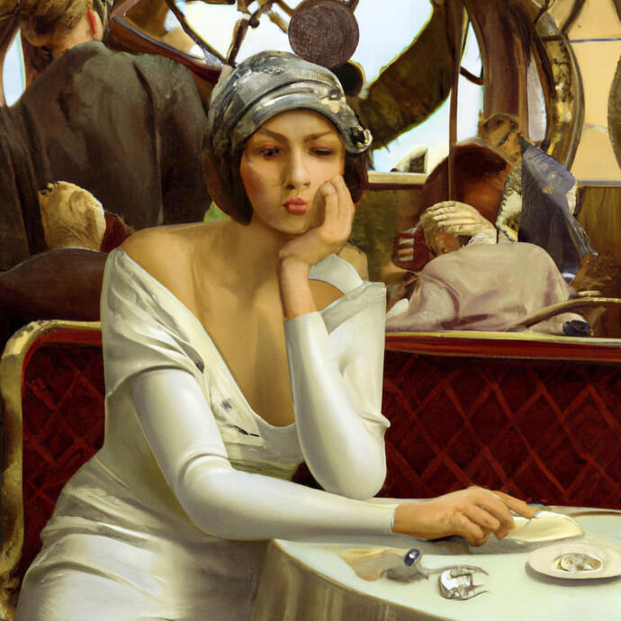 Lady sitting in a restaurant waiting