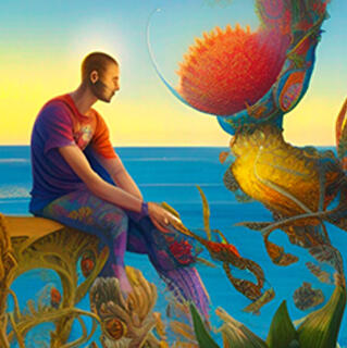 Man daydreaming by the sea