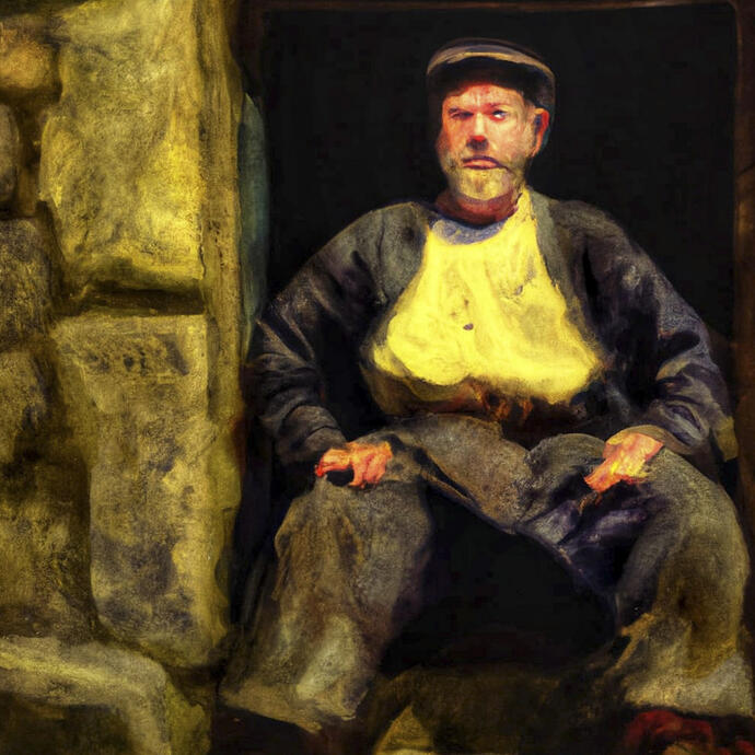 Old man sitting in a doorway