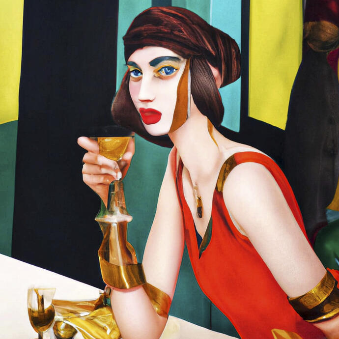 Lady having a glass of wine