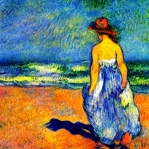 Lady walking on the beach